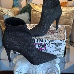 Brash Black Ankle Booties with High Stiletto Heel